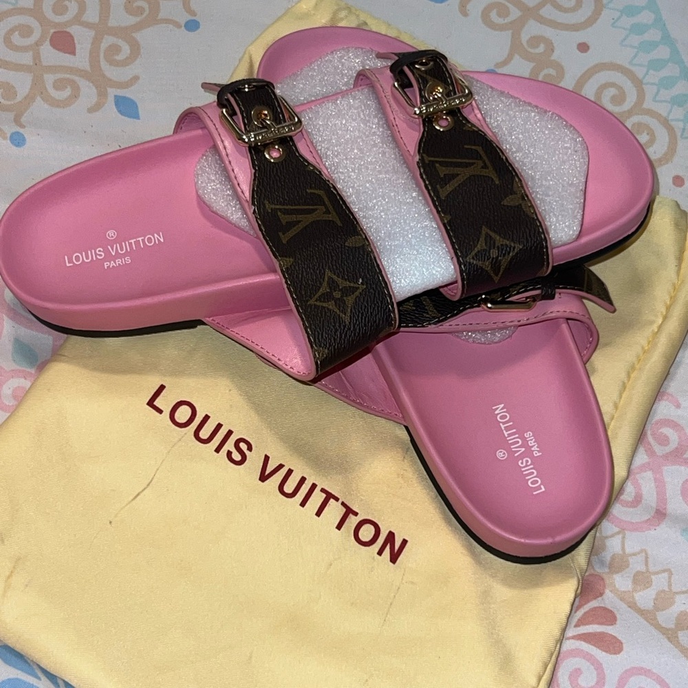 Louis Vuitton Pink and Brown Sandals